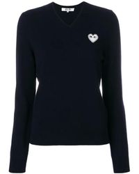 COMME DES GARÇONS PLAY - V-Neck Heart-Logo Sweater - Lyst