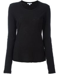 James Perse - Long-Sleeved Crewneck Sheer Slub T-Shirt - Lyst