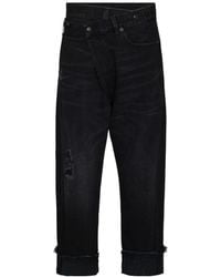 R13 - Crossover Distressed Cropped Jeans - Lyst