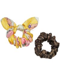 Fendi - Set Of Two Multicolour Silk Hair Elastics - Lyst