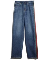 Gucci - Cotton Denim Pants With Web Insert - Lyst