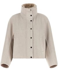Brunello Cucinelli - Shearling-Trim High Neck Coat - Lyst