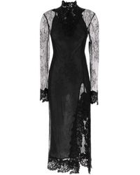 Blumarine - Long Sleeved Lace Mock-Neck Midi Dress - Lyst