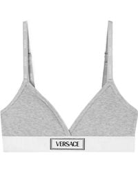 Versace - Logo-Patch V-Neck Bra - Lyst