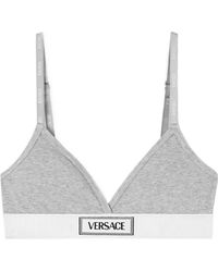 Versace - Logo-Patch V-Neck Bra - Lyst