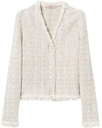 Twinset - V-Neck Tweed Lurex Jacket - Lyst