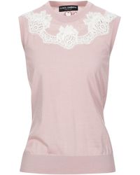 Dolce & Gabbana - Two-Tone Lace Knit Sleeveless Top - Lyst