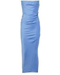 Alex Perry - Draped Strapless Crepe Midi Dress - Lyst