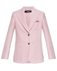 Versace - Checked Pattern Single-Breasted Blazer - Lyst