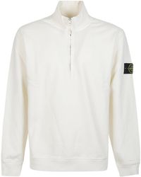 Stone Island - Logo Patch Half-Zipped Sweatshirt - Lyst