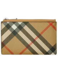 Burberry - Checked Zip-Up Card Holder - Lyst