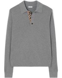 Burberry - Long Sleeved Knitted Polo Shirt - Lyst