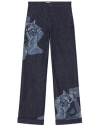 KENZO - Rose Printed Wide-Leg Jeans - Lyst