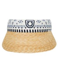 Ferragamo - Arabesque Print Straw Visor - Lyst