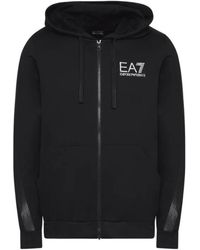 EA7 - Zip-Up Logo-Print Hoodie - Lyst