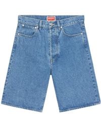 KENZO - Himawari Logo Detailed Denim Shorts - Lyst