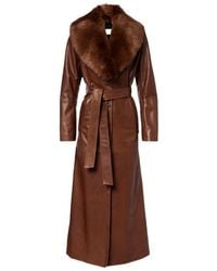 Nour Hammour - Dakota Shearling-Trimmed Leather Coat - Lyst