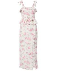 Alessandra Rich - Bow-Detail Floral Ruffled Silk Midi Dress - Lyst