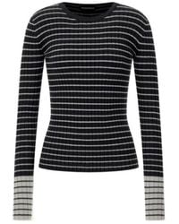 Emporio Armani - Long-Sleeve Crew-Neck Knit Top With All-Over Stripes - Lyst