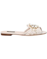 Dolce & Gabbana - Bianca Lace Detailed Sandals - Lyst