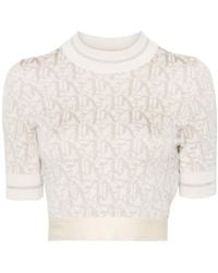 Palm Angels - Monogram-Jacquard Knitted Cropped Top - Lyst