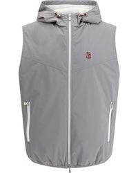 Brunello Cucinelli - Zip-Up Hooded Vest - Lyst