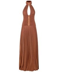 Elisabetta Franchi - Lamé-Effect Jersey Carpet Dress - Lyst