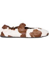 Miu Miu - Ruches Printed Leather Ballerinas - Lyst