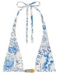 Versace - Underwater Barocco Triangle Bikini Top - Lyst
