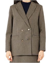 A.P.C. - Gingham-Check Double-Breasted Coat - Lyst