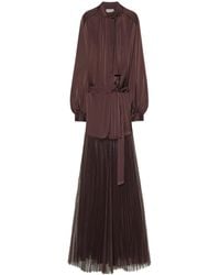 forte_forte - Silk Satin Dress With A Plissé-Pleated Tulle Skirt Diamond - Lyst