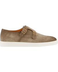 Santoni - Buckle Fastened Almond Toe Loafers - Lyst