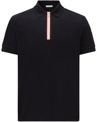 Moncler - Tricolor Trim Piquet Polo Shirt - Lyst