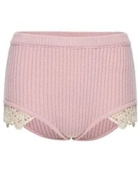 Magda Butrym - Lace-Trim Ribbed-Knit Shorts - Lyst