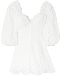 Charo Ruiz - Esmare Scalloped Broderie Anglaise Cotton-Blend Mini Dress - Lyst