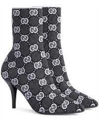 Gucci - Gg Knit Ankle Boots - Lyst