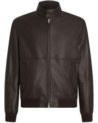 ZEGNA - Zip-Up Leather Bomber Jacket - Lyst