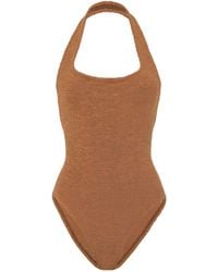 Hunza G - Sand Colored Halterneck One Piece Swimsuit - Lyst
