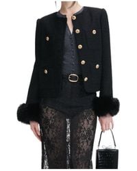Self-Portrait - Boucle Fur Cuff Jacket - Lyst