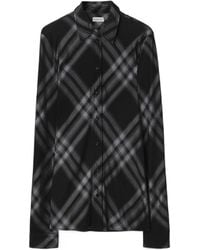 Burberry - Check-Printed Long-Sleeved Buttoned Shirt - Lyst