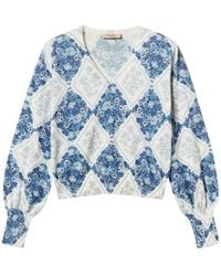 Twinset - Floral V-Neck Knitted Sweater - Lyst