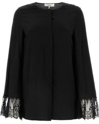 Chloé - Crepe-De-Chine Collarless Blouse - Lyst