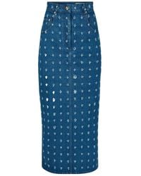 Nina Ricci - Distressed Denim Skirt - Lyst