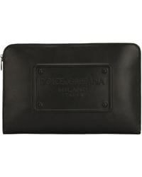 Dolce & Gabbana - Milano Logo Embossed Large Pouch - Lyst