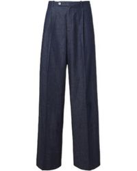 Jil Sander - Cotton Chambray Wide-Leg Pants - Lyst