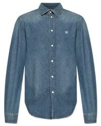 Versace - Medusa Patch Long-Sleeve Denim Shirt - Lyst