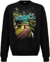 Versace - City Graphic-Printed Crewneck Sweatshirt - Lyst