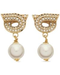 Ferragamo - Gancini Pearl Drop Earrings - Lyst