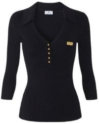Elisabetta Franchi - Micro-Braided Knit Polo Shirt - Lyst