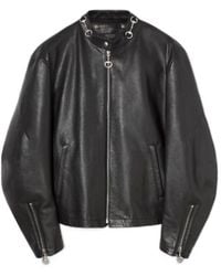 Gucci - Leather Jacket With Horsebit - Lyst